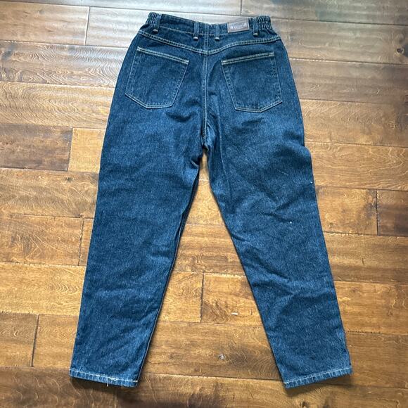 L.L.Bean High Rise Double L Comfort Waist Tapered Jeans Dark Blue Women 12 Pet - Picture 3 of 8